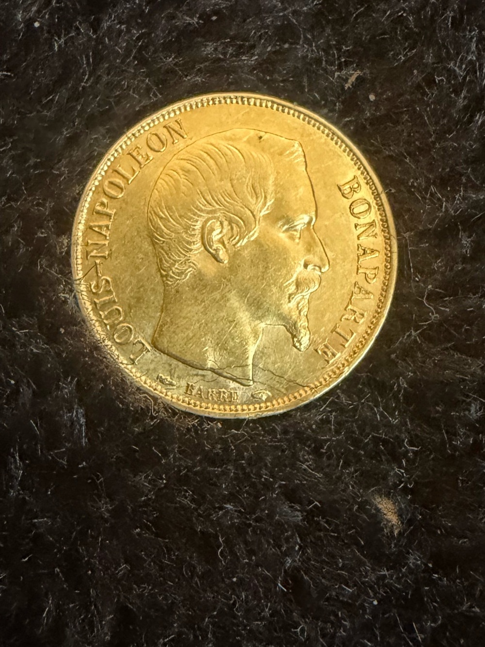 1852  Napoleon III France Gold 20 Francs coin - very fine condition.